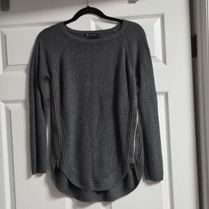 INC International Concepts Charcoal Knit Sweater With Side Zippers Size M